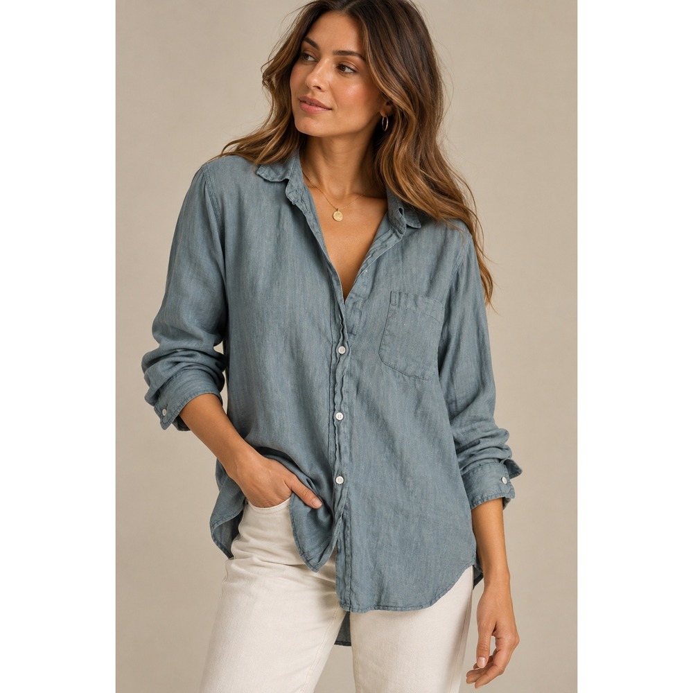 Grayson The Hero Button Up Shirt 100% Linen Sage Green Size 04 Large XL